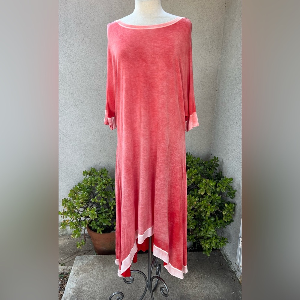 Lilka Anthropologie boho tie dye orange full dress Sz M/L rayon NWT